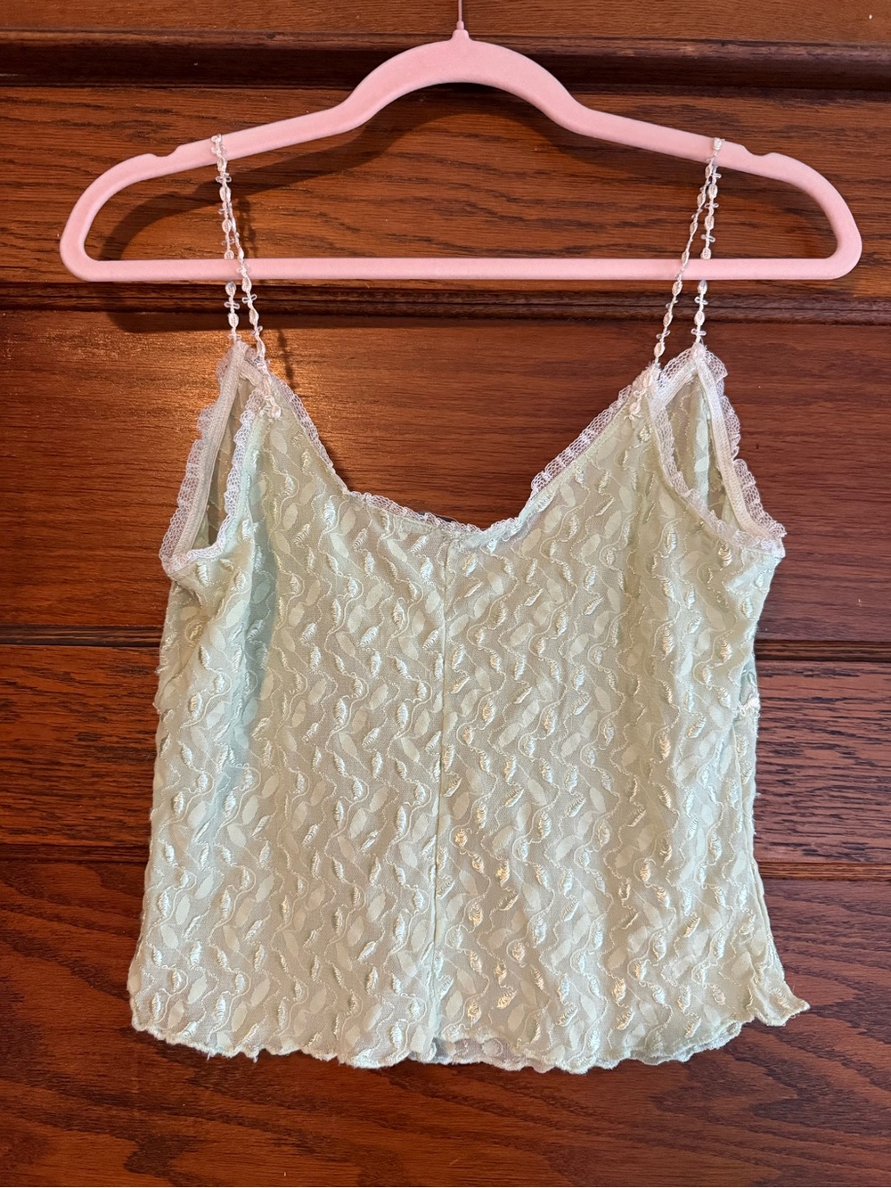 VINTAGE CLAIRE PETTIBONE Y2K Sheer Spaghetti Strap Tank Top Camisole Lace Trim - Picture 3 of 6